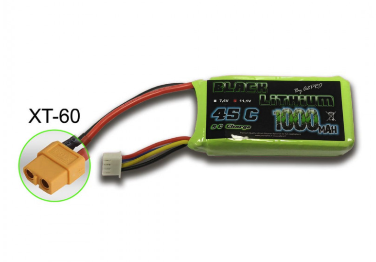 Accu Lipo 1000mAh 3s 45C XT60 Black Lithium