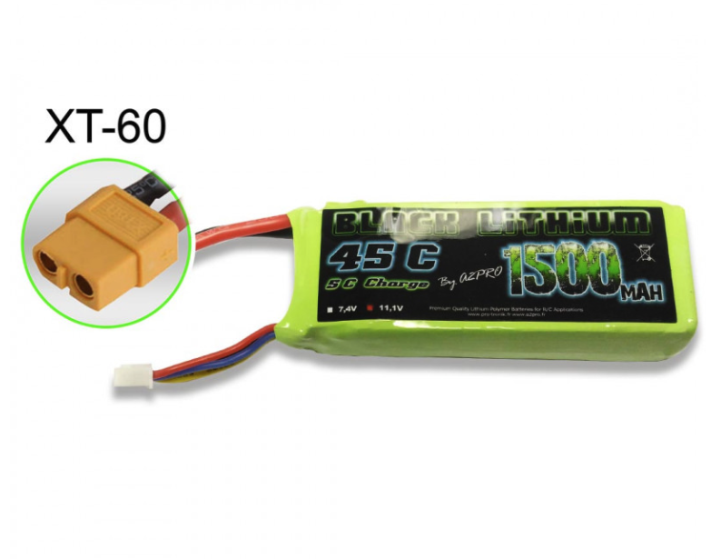 Accu Lipo 1500mAh 3s 45C XT60 Black Lithium
