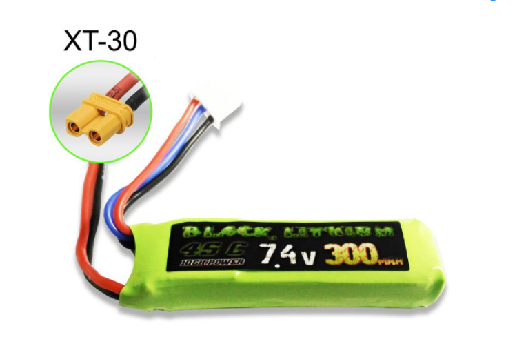 Accu Lipo 300mAh 2s 45C XT-30 Black Lithium