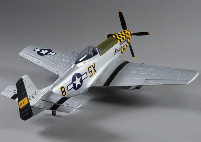 Warbird P-51D Mustang jaune PNP 750mm Derbee