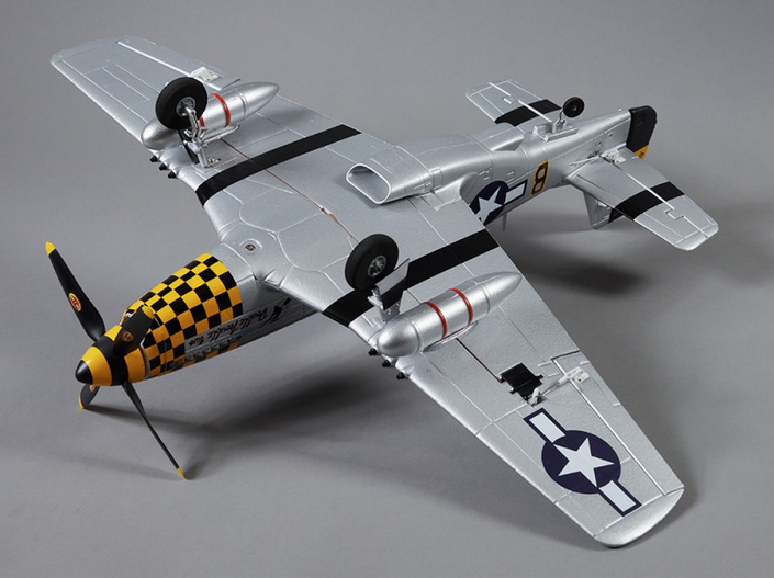 Warbird P-51D Mustang jaune PNP 750mm Derbee Warbird