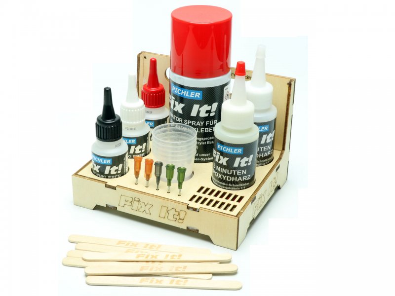Assortiment colle modélisme FIX IT + presentoir 