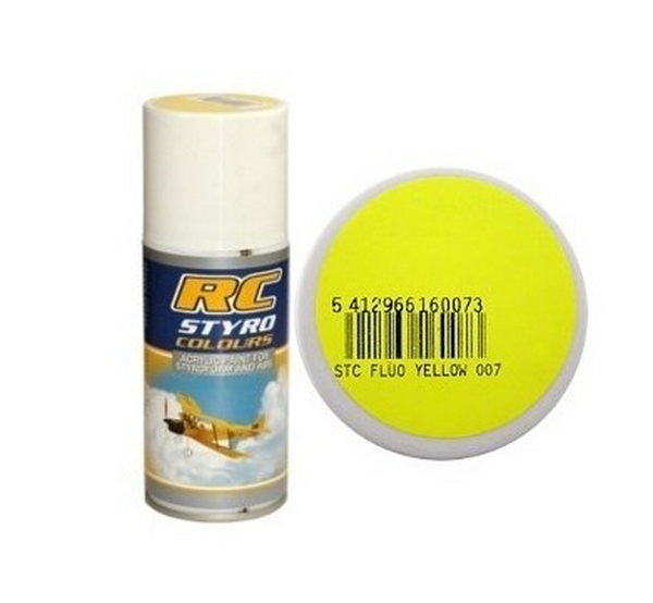 Bombe de peinture jaune fluo rc styro (150ml) Peinture